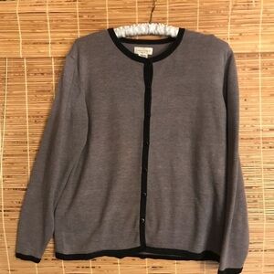 Vintage Yarnworks Cardigan Gray and Black Sweater Size M